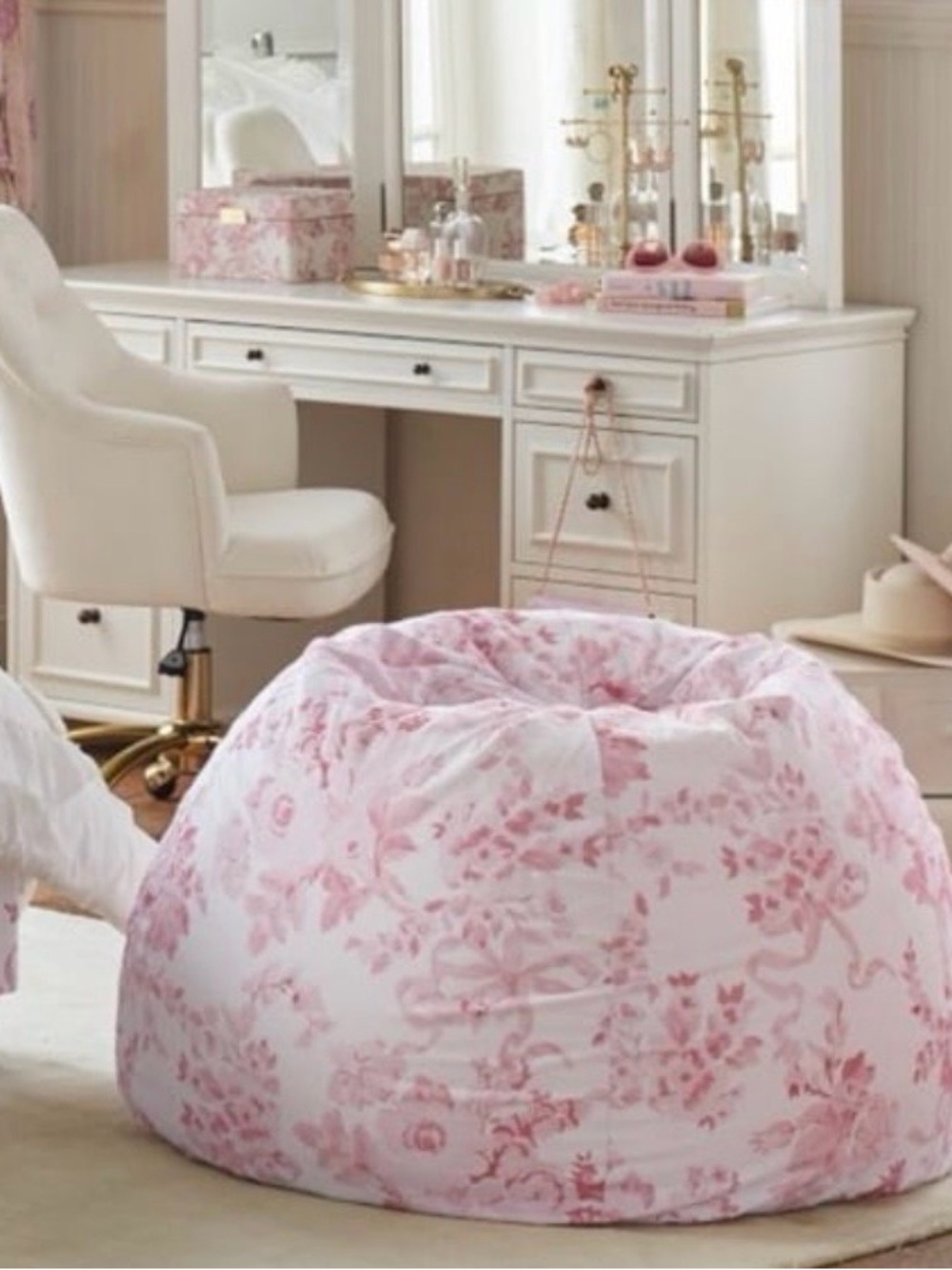 LoveShackFancy x Potery Barn Teen Pink Floral Bean Bag Slipcover size large